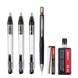 Aristo AH64308 mg1 Pro Ink Fountain Pen College Set 6 Pieces (3 Ink Fillers mg1 Pro, Line Widths 0.25/0.35/0.5 mm, Geo-Pen Fine Lead Pencil 0.5 mm with 12 Refills, Drawing Ink Black)