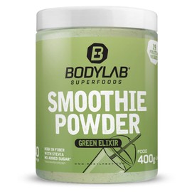 Bodylab24 Smoothie Powder Green Elixir 400 g, Low-Calorie Powder for Making a Smoothie Art, 19 Fruits and Vegetables, with Carbohydrates, Fibre and Protein
