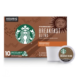 Starbucks Medium Roast K-Cup Coffee Pods — Breakfast Blend for Keurig Brewers — 1 box (10 pods)