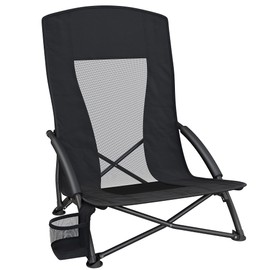 SONGMICS Portable Beach Chair, Folding Camping Chair with High Backrest, Cup Holder, Outdoor Picnic Chair, Lightweight, Heavy-Duty, Max. Load 330 lb, Blue UGCB061Q02