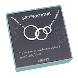 Silver Nana Necklace, 3 Circles Granddaughter Mother Grandmother Three Generations Necklace as Nana Gifts, Grandma Gifts from Grandkids Birthday Jewelry for Mom from Sereney