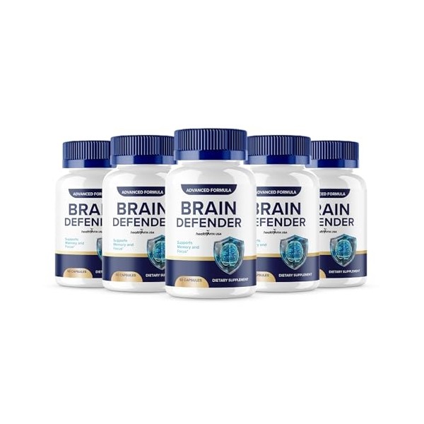 (5 Pack) Brain Defender Capsules, Official Brain Defender Supplement Support