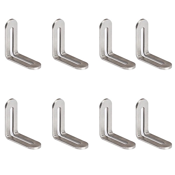 8 Pcs Corner Brackets, Stainless Steel L Brackets Adjustable Angle