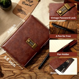 CAGIE Journal with Lock for Men and Women, Waterproof Diary with Lock 192 Pages Men...
