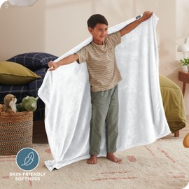Bare Home Fleece Blanket - Kid Blanket - White - Lightweight Blanket for Bed, Sofa, Couch, Camping, and Travel - Microplush - Ultra Soft Warm Blanket (Kid, White)
