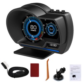 OBD2 Head Up Display for Car, HUD Speedometer for Car with OBDII GPS Digital Speedometer Dual System Car Speedo MPH with Mileage, Water TEM, Volt, Mileage, Overspeed & Fatigue Driving Alarm, RPM