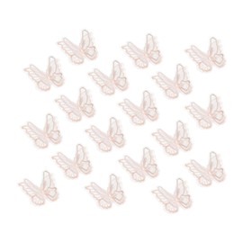 PATIKIL 20Pcs Butterfly Appliques Embellishments, 2 inches Double Layer Lace Organza Butterfly Patches Sew On Appliques for Wedding Bride Dress Clothes Hat Curtain, Champagne