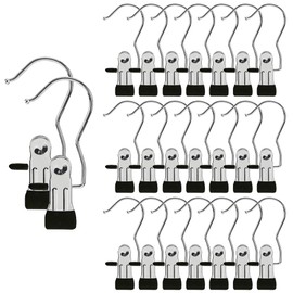 Hangers Clips,Stainless Hooks for Closet Hooks,Laundry Hanging Hooks,Travel Portable Clothes,Boot Tall Towel Hats Socks Pants and Bras (30, Black)