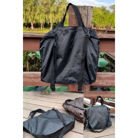 Pawleso Baby Stroller Storage Bag, Shopping Bag for Pushchair, Foldable Stroller, 44 x 34 x 12 cm, Lightweight Pouch, Large Storage Bag, Changing Bag with Handle (Black)