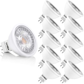SANSUN 5W MR16 LED Landscape Light Bulbs, Low Voltage 12V 50W Halogen Replacement for Outdoor Landscape Spotlight and Indoor Track Light, GU5.3 Bi-Pin Base, Soft White 3000K, Non-Dimmable (Pack of 10)