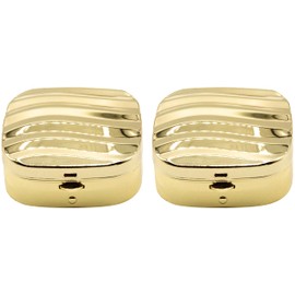 Set of 2 Dual-Compartment Square-Shaped Pocket Purse Pill Box & Organizer (Gold Wave)