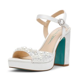 Betsey Johnson Women's Avian Heeled Sandal, Ivory, 8.5