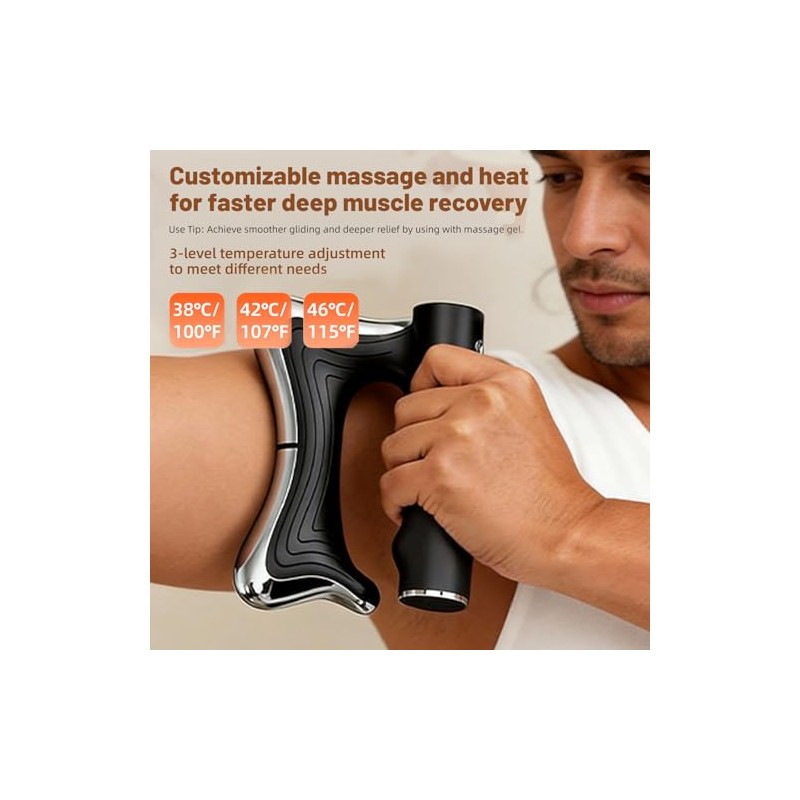 Heated Muscle Scraper Tool—Professional 3-in-1 Electric Fascia Massager with three