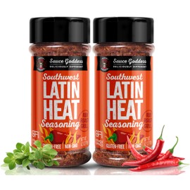 Sauce Goddess Southwest Latin Heat Shaker (2-Pack) - BBQ Rub with Tons of Cumin and Oregano Flavor, Cayenne, and New Mexican Red Chiles. No Sugar, Low in Sodium, Gluten-Free
