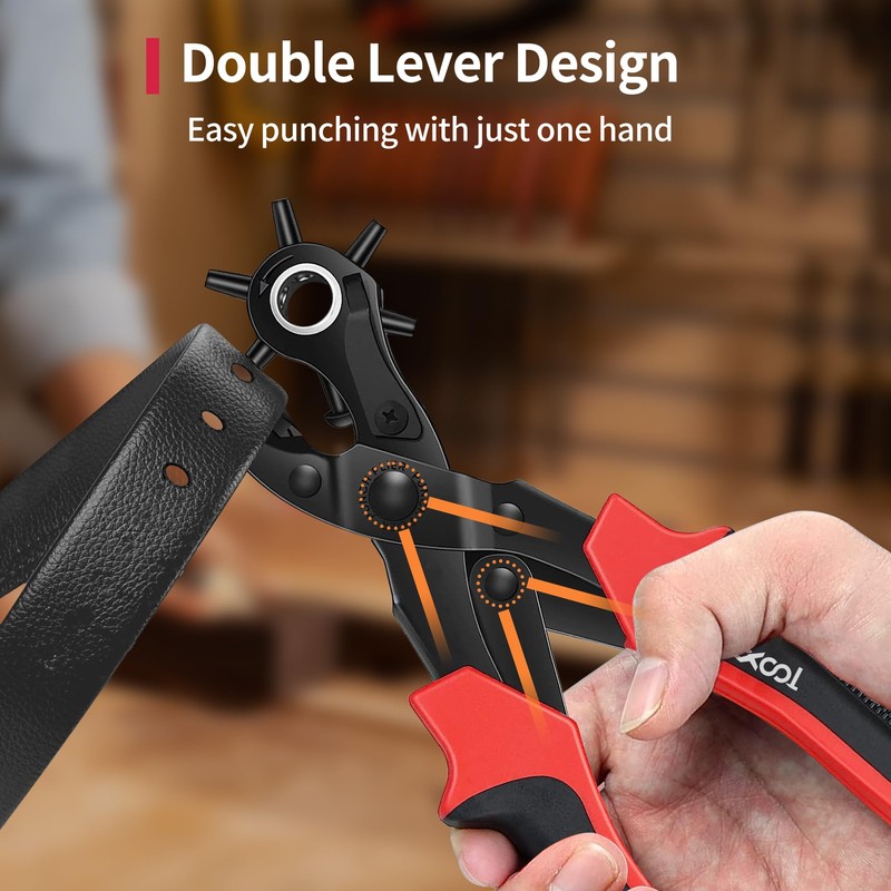 Revolving Punch Plier Kit, XOOL Leather Hole Punch Set for