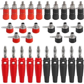ATNSINC 30PCS Binding Posts Terminals 4mm Banana Plug Socket & Red and Black Gold Plated 4mm Female and Male Banana Plugs Banana Socket Terminal Connector
