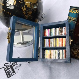 Oidnvay Miniature Bookshelf Pocket Anxiety Bookshelf Wooden Tiny Book Library Stress Reliever Bookshelf Tabletop Easy to Use