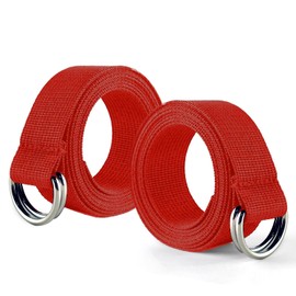 Clocean Web Football Belt with Two Stainless Steel D Rings 52' Football Pants Belt for Men Women Kids Youth Boys Girls, Red, One Size
