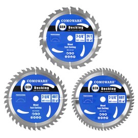 COMOWARE 7 1/4“ Circular Saw Blade (3Pack), 24T&40T&60T ATB Circular Saw Blade, 5/8" Arbor, TCT, Anti-Vibration, Teflon Anti-Stick, Miter Saws Blades for Wood, Laminate, Plywood & Hardwoods