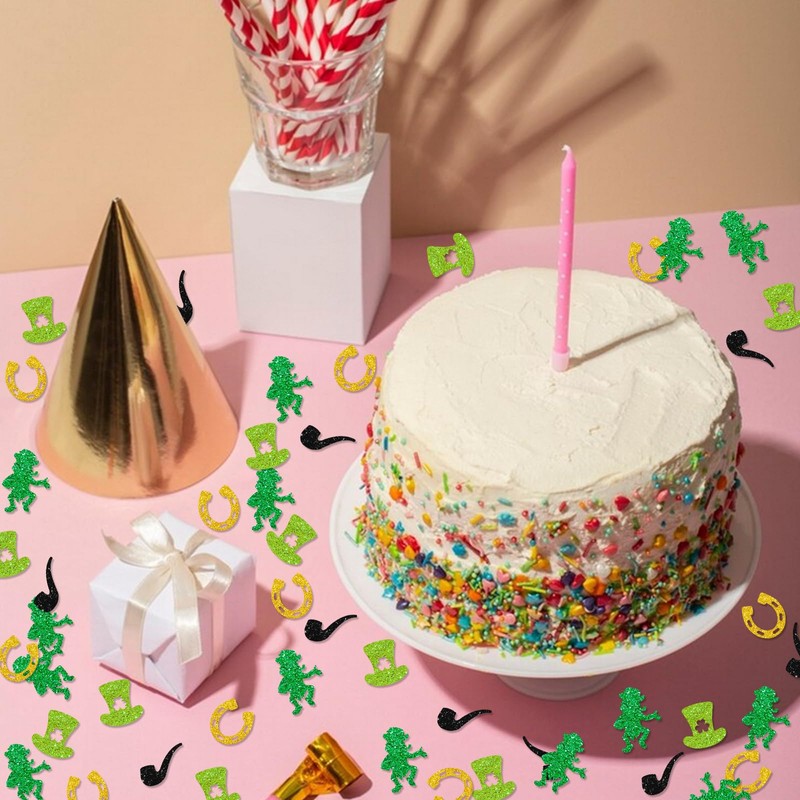 St Patrick's Day Confetti, Shamrock Table Confetti, Horseshoe Iron Paper