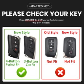 OLLEN Genuine Leather Key Fob Cover, Fit for Lexus ES LS LC RX NX TX GX UX Series 2018-2025~, Leather Smart Remote Key Protector, 4 Buttons, Black