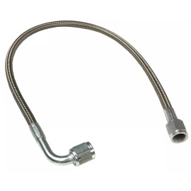 Unbranded Turbo Oil Feed Line 42" Steel Braided  -4 AN 90 Degree x Str. "Made in the USA"
