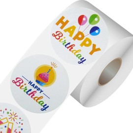 1.5" Happy Birthday Stickers 500pc Round Birthday Stickers, Birthday Decorative Sealing Sticker, Colorful Stickers for Birthday Greeting Cards,Calendar,Scrapbook,Baby Shower Envelope Seals Gift Wrap