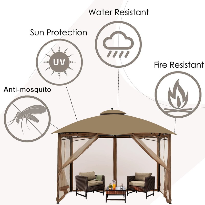 Gazebo Universal Replacement Mosquito Netting – Hugline 10' x 10'