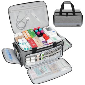 LEFOR·Z Medical Care Bag, First Responder Bag, Empty Nurse Bag with Removable Dividers for Home Health Care, Hospice Visit, Travel or, gray, Modern