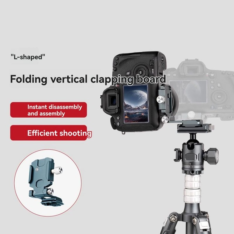 Aswalling Foldable Dovetail Base L-Bracket QR Plate for DSLR Cameras,