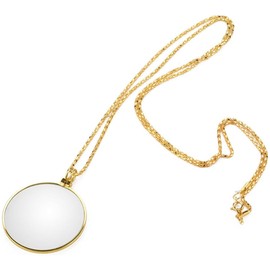 Pendant Magnifier Necklace, 5x Magnification, Necklace, Magnifier, Magnifier, Easy to Use, Stylish, Lightweight, For Reading (Gold)