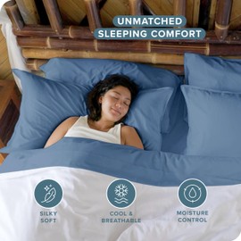 Bare Home 100% Rayon Made from Bamboo Twin XL Sheet Set - 3 Piece Bedding Set - Deep Pockets - Breathable - Easy Fit - Bedding Sheets & Pillowcases (Twin XL, Coronet Blue)