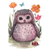 CafePress Purple Portly Owlet Folded Greeting Card Matte