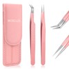 MORGLES Lash Extension Tweezers, Fiber Tip Tweezers for Eyelash Extensions
