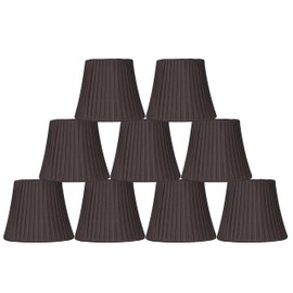Urbanest Box Pleated Mini Chandelier Lamp Shade, Chocolate, 3x5x4.5", Softback, Clip On, Set of 9