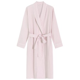 Latuza Women's Seersucker Robe Cotton Bathrobe with Pockets XL Pink Stripe