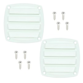 LEQMG Nylon Louvered Thru Vent,Plastic White Flush Marine Boat Vent,Free Stainless Steel Screws(2 Pcs)