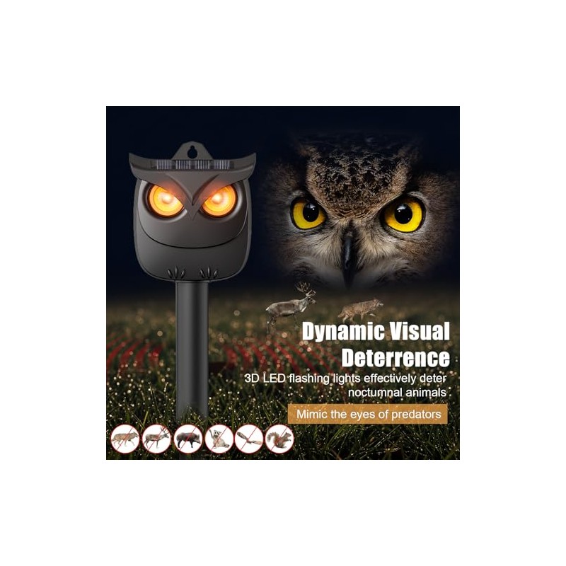 4 Pack Solar Owl Animal Repeller Outdoor for Raccoon, Deer