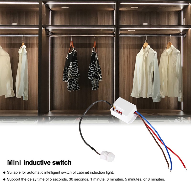 110‑240V Mini Adjustable High Sensitivity Time Delay PIR Infared Motion