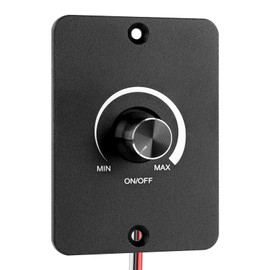 DC 12V-24V PWM LED Dimmer Switch 0%-100% Flicker-Free No Noise 120W 24W Aluminum Rotary Knob Push ON OFF 3-Wire Install for Campervan RV Boat Truck Caravan Trailer (Black)