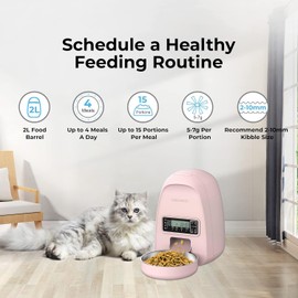 Dogness Timed Cat Feeder, 2L Automatic Dog Feeder with Timer Auto Pet Food Dispenser for Kitten Puppy, Timed Dog Feeder Easy Portion Control Voice Recording (Green)