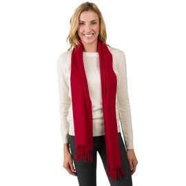 JENNIE LIU Women's 100% Pure Cashmere Scarf for Women (Ruby)