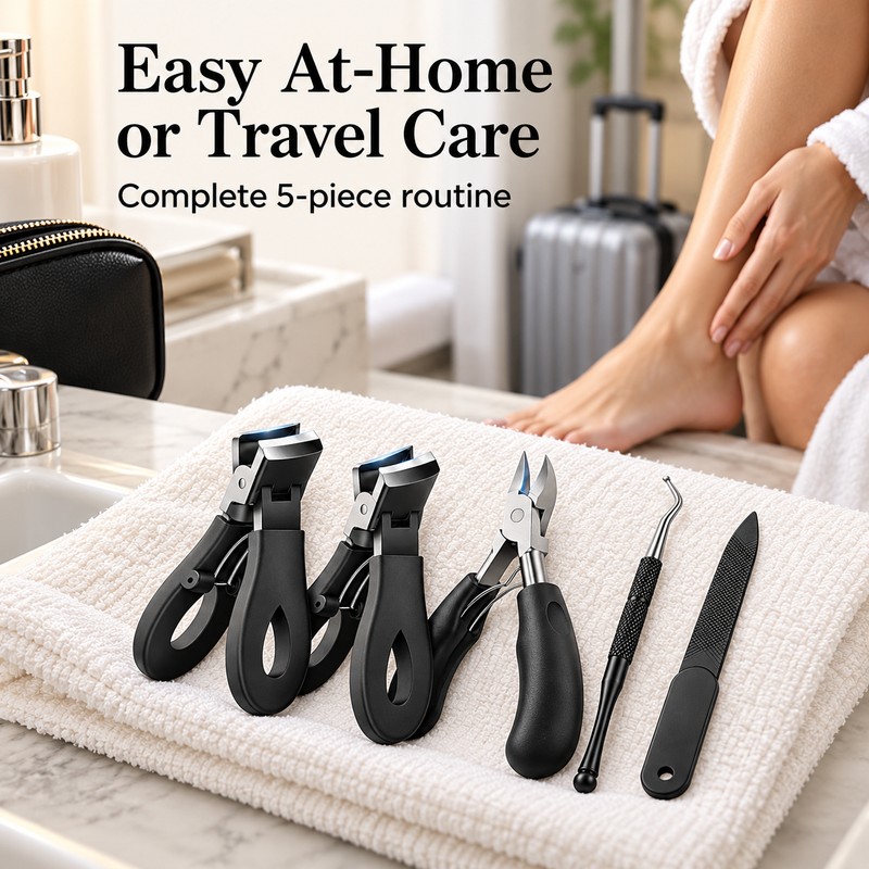 5-Piece Stainless Steel Toenail Clipper Set – Wide Jaw &