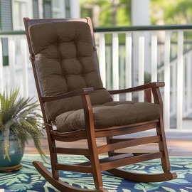 Sutailocus Tufted Adirondack Chair Cushion - Non-Slip Lace-up Indoor Rocking Chair - 8 Colors (Dark Brown)