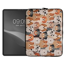 kwmobile Tablet Case Compatible with 13 Inch Tablet – Universal Neoprene Case Cover – Protective Sleeve in White, Light Brown, Grey, Many Dogs