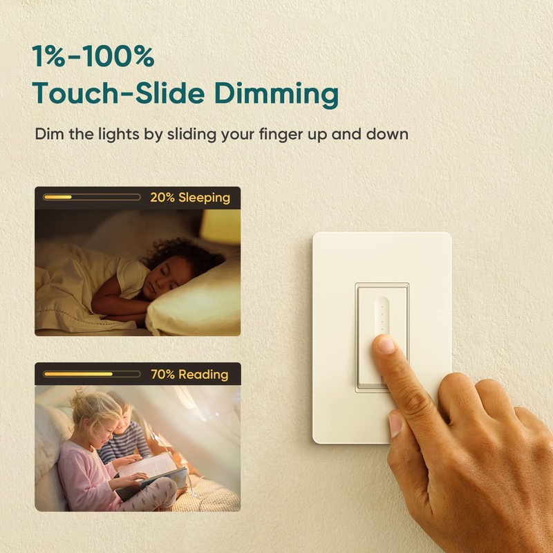 TREATLIFE 3 Way Smart Dimmer Switch 2 Pack, 2 Master