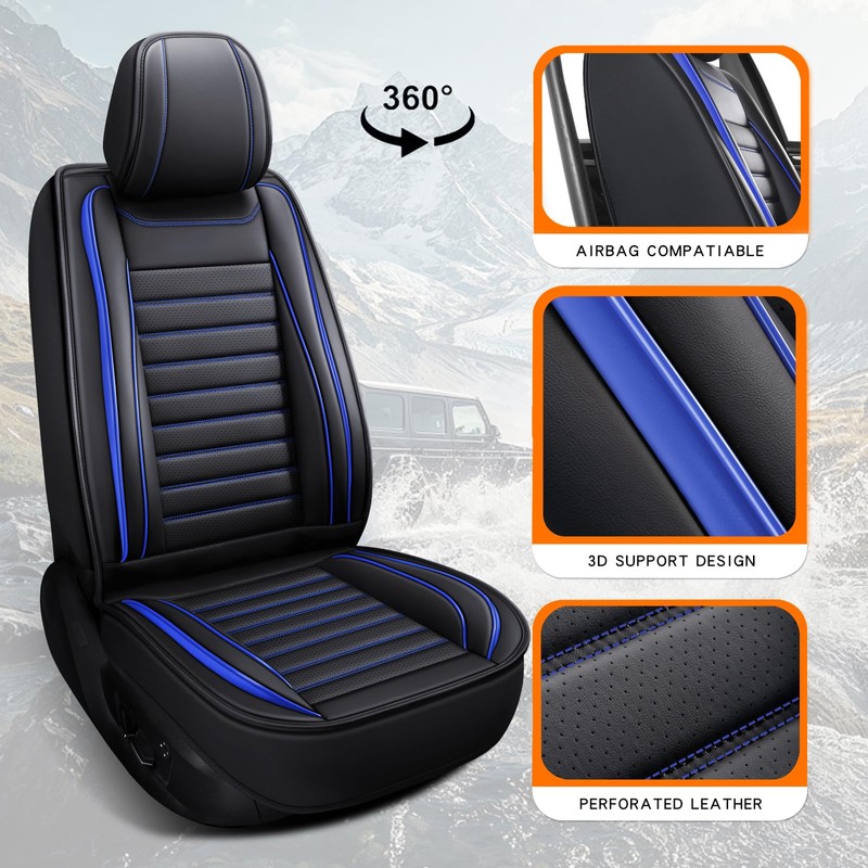 MINGBRON Leather Car Seat Covers, Universal Faux Leather Car Seat