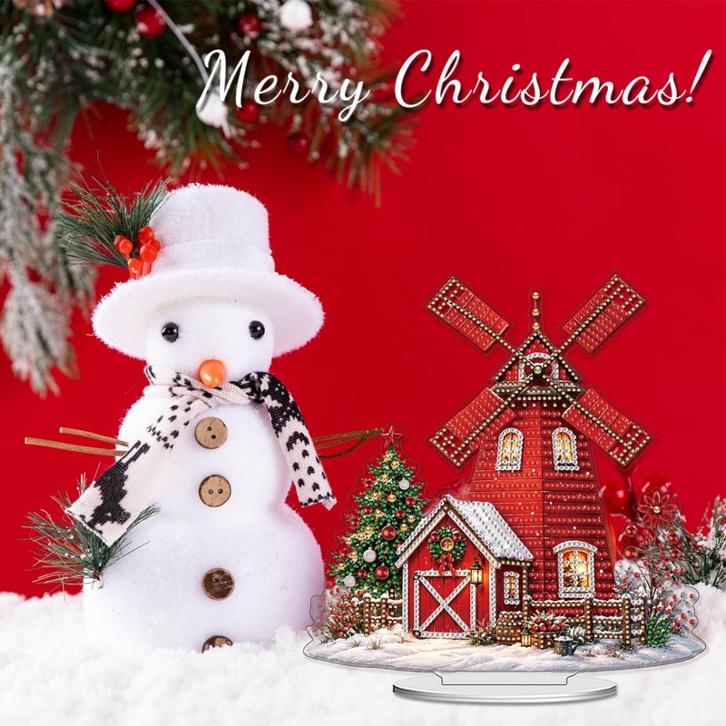Christmas Windmill Diamond Art Tabletop Kits for Adults