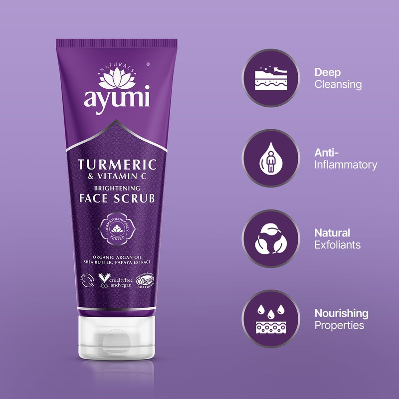 Ayumi Turmeric Brightening Face Scrub | Ideal Scrub with Vitamin