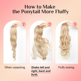 Ponytail Extension, Behufun Long Wavy Drawstring Ponytail 26" Clip in Hair Extensions Ponytail Fake Pony Tails Hair Extensions Natural Soft Heat Resistant Synthetic Hairpiece for Women Silver Grey